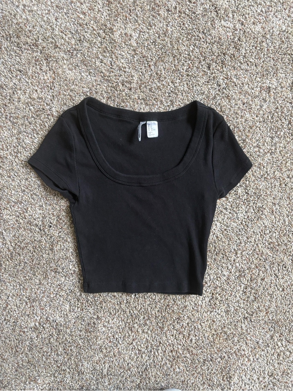 H&M Black Ribbed Scoop Neck Crop Top
